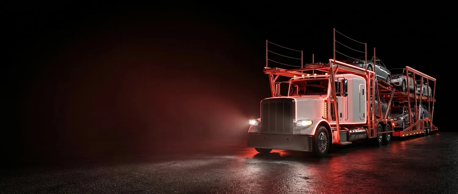 Madrina iluminada en rojo lista para salir a ruta